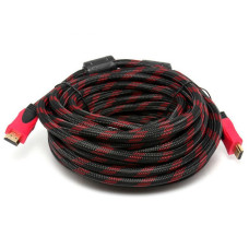 Кабель HDMI-HDMI 15 м посилений в обмотуванні, чорний/червоний