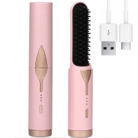 Мини-выпрямитель для волос с аккумулятором и USB зарядкой, розовый, 3 уровня температуры