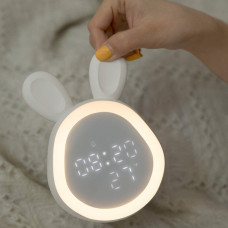 Детские LED часы «Зайчик» с подсветкой, будильником, сенсорным управлением и USB зарядкой
