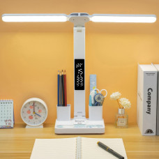 LED настольная лампа 877 с аккумулятором, часами, термометром и органайзером