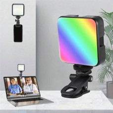 Накамерный видеосвет AY-83 с аккумулятором мини LED RGB с прищепкой