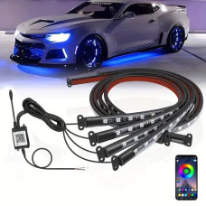 Bluetooth светодиодная подсветка дна автомобиля RGB 12V две ленты 90 и 120 см