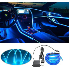 Гибкий неон 5 метров подсветка салона авто приборки холодная голубая USB