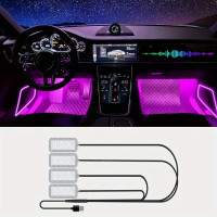 RGB подсветка салона авто 4 шт USB Bluetooth для ног с приложением