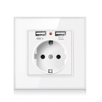 Розетка SIXWGH із заземленням і 2 USB-портами біла WH034W