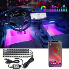 Светодиодные RGB ленты подсветки с 16 млн цветов для салона автомобиля с управлением через приложение APP