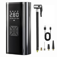Портативный компрессор для шин с LED дисплеем, функцией Power Bank и фонариком 6000 мАч