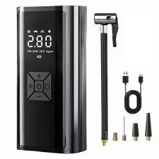 Портативный компрессор для шин с LED дисплеем, функцией Power Bank и фонариком 6000 мАч