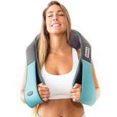 Универсальный роликовый массажер Massage Shawl с подогревом для шеи и спины голубой