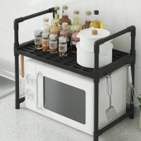 Кухонна полиця-органайзер із гачками під мікрохвильову піч