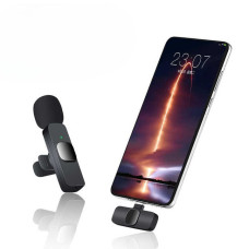 Комплект петличных микрофонов K9+ Wireless Lavalier Microphone с переходниками Lightning Type-C черный
