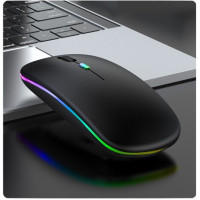Бездротова комп'ютерна миша Bluetooth + USB адаптер 2.4Ghz з RGB-підсвіткою Чорна