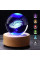 Кришталева LED-копуля-нічник з RGB-підсвіткою і пультом, 3D світильник "Чумацький шлях" на дерев'яній підставці