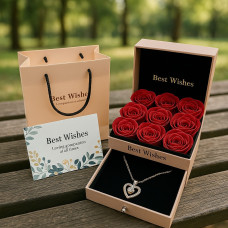 Подарунковий набір мильних троянд Best Wishes 9 штук із відділенням під прикрасою в рожевій коробці, для жінок