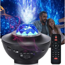 Лазерний проєктор-нічник зоряного неба з Bluetooth, LED-підсвіткою, пультом і таймером до 25 м2