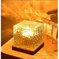 Нічник Куб з ефектом водяної хвилі, 16 кольорів RGB, диммер, пульт ДК, USB-живлення, 13х13 см