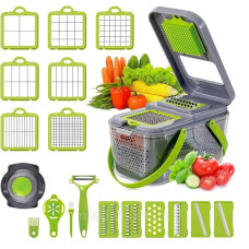 Багатофункціональна овочерізка 22в1 з насадками, подрібнювач для салатів, ручний із контейнером