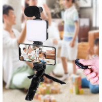 Набір блогера 4в1 AY-49 з триподом, мікрофоном, LED-підсвіткою і тримачем для телефона