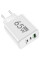 Зарядний пристрій для телефона 65W GaN TRG-185, USB Type-C і A, швидке заряджання Біла