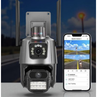 Вулична Wi-Fi IP-камера відеоспостереження Dual Lens 6MP з бузковим і двостороннім зв'язком