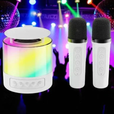 Портативна колонка K19 Bluetooth з LED-підсвіткою і 2 мікрофонами, караоке