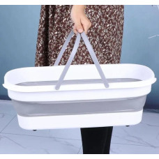 Складане відро для прибирання та прання Barrel LY-630, силіконове відро з ручками 15 л сіро-біле