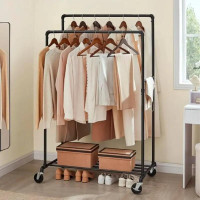 Вішалка для одягу подвійна на колесах Bodasan 9108, чорна, підлогова