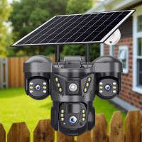 Вулична Wi-Fi IP камера відеоспостереження 6K з трьома об'єктивами Чорна