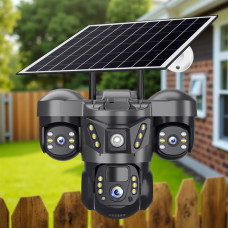 Вулична Wi-Fi IP камера відеоспостереження 6K з трьома об'єктивами Чорна