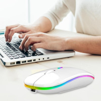 Бездротова миша Bluetooth + USB адаптер 2.4Ghz з RGB-підсвіткою, оптична, акумуляторна, біла