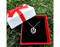 Кулон із ланцюжком серця I love you золото 100 мовами світу з гравіюванням і проєкцією фрази «Я Люблю Тебе»