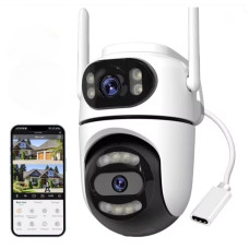 Вулична Wi-Fi PTZ камера відеоспостереження 360° Q2 Dual Lens AND Q2 з подвійним об'єктивом, нічним баченням
