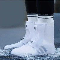 Бахіли силіконові водонепроникні багаторазові для взуття 43-45, високі чохли від дощу та бруду AND141