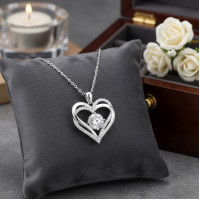 Женское ожерелье с кулоном в форме сердца Heart из циркония серебристое