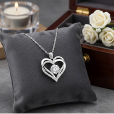 Женское ожерелье с кулоном в форме сердца Heart из циркония серебристое