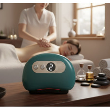 Электрический массажер-скребок гуаша с функцией нагрева, вибрации и микротоков, белый и зеленый