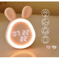Детские LED часы «Зайчик» с подсветкой, будильником, сенсорным управлением и USB зарядкой
