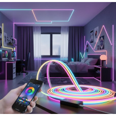 Силиконовая светодиодная гибкая лента 5м RGB, силикон, 12-220V, декоративная