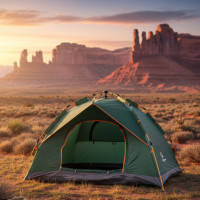 Палатка кемпинговая автоматическая 4-х местная 210x200x135 см Зеленая