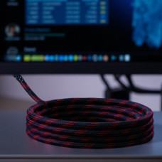 Кабель HDMI-HDMI 15 м усиленный в обмотке, черный / красный