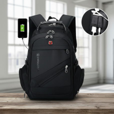 Универсальный мужской рюкзак Swiss Gear, Рюкзак 8810 35 л, USB с дождевиком Черный