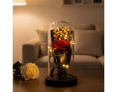 Декоративний букет з мила Троянда KR-02 у скляній колбі з підсвічуванням LED