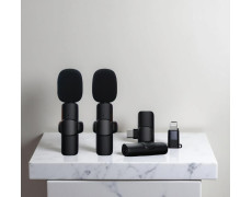 Комплект петличних мікрофонів K9+ Wireless Lavalier Microphone з перехідниками Lightning Type-C чорний