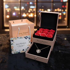 Подарочный набор мыльных роз Best Wishes 9 штук с отделением под украшение в розовой коробке, для женщин