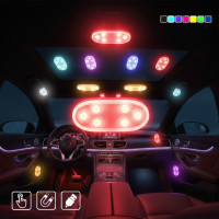 Аккумуляторный светильник для авто 2шт RGB с магнитным креплением Портативные магнитные лампы для салона авто