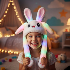 Светящаяся шапка Пикачу Pikachu toys с двигающими ушками плюшевая White