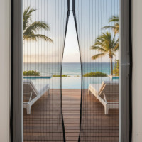 Антимоскитная сетка на магнитах Magic Mesh для дверей 210х100 см Черная / штора самозакрывающаяся