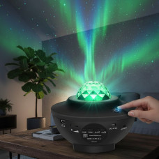 Лазерный проектор-ночник звёздного неба с Bluetooth, LED-подсветкой, пультом и таймером до 25 м²