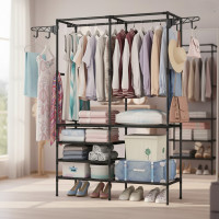 Вешалка напольная CR162 металлическая с 12 крючками разборная 162×36×175 см черная