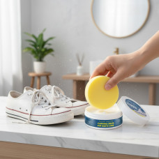 Отбеливающий крем с губкой для белой обуви, быстрое и удобное средство для чистки без применения воды